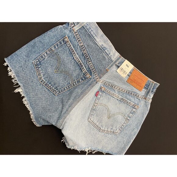 ~ NEW! 28 Levi's Prem 501 Two-Tone Jean Shorts Cut-Off Light/Med Wash Button Fly - Picture 2 of 15